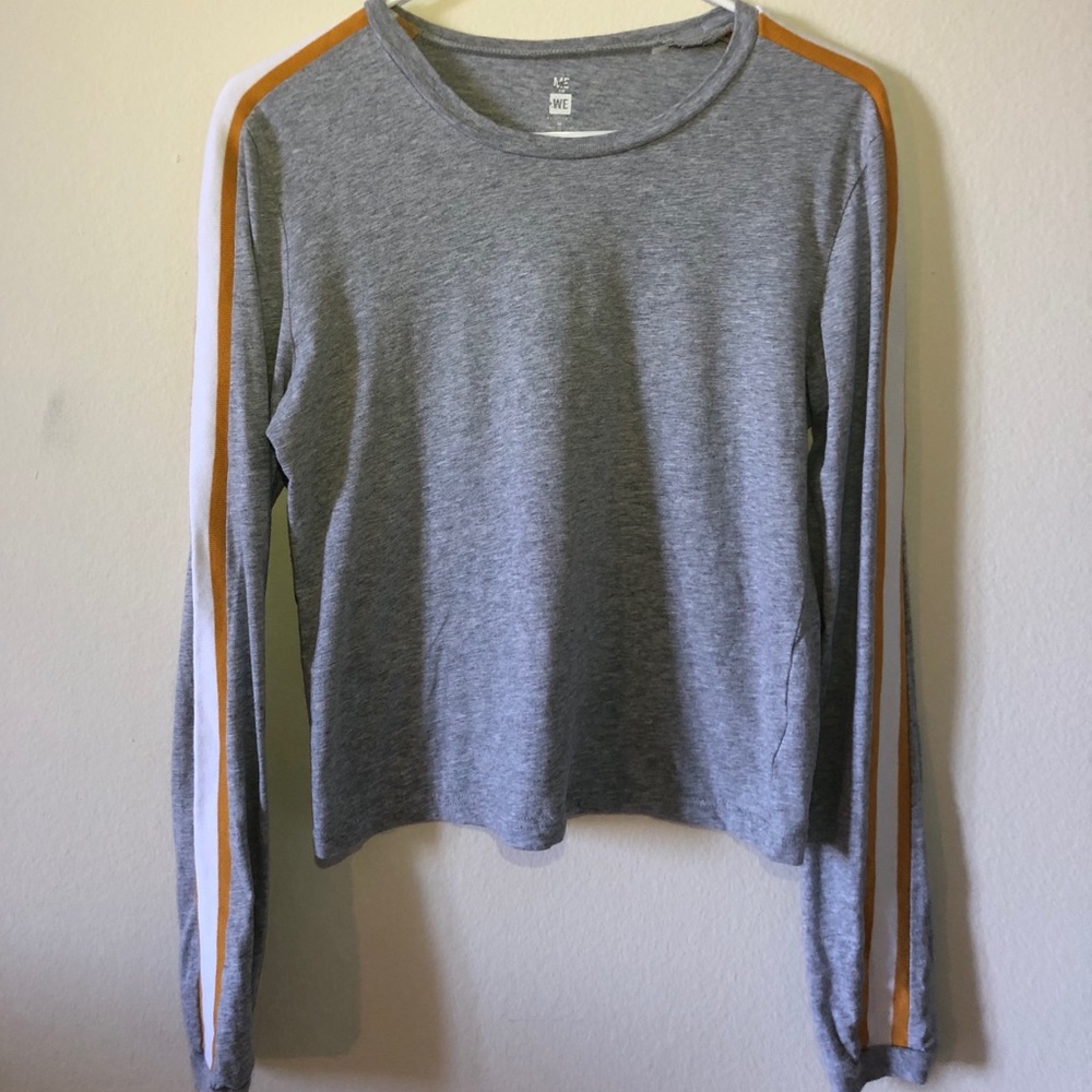 Grey Stripe Detail Long Sleeve T-shirt